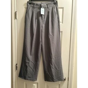 Nimin Pants Women's Large Gray High Waisted Wide Leg with Pockets NWT